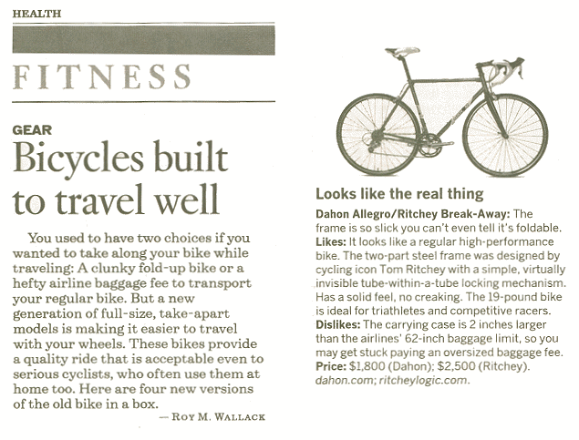 L.A. Times article about dahon foling bicycles