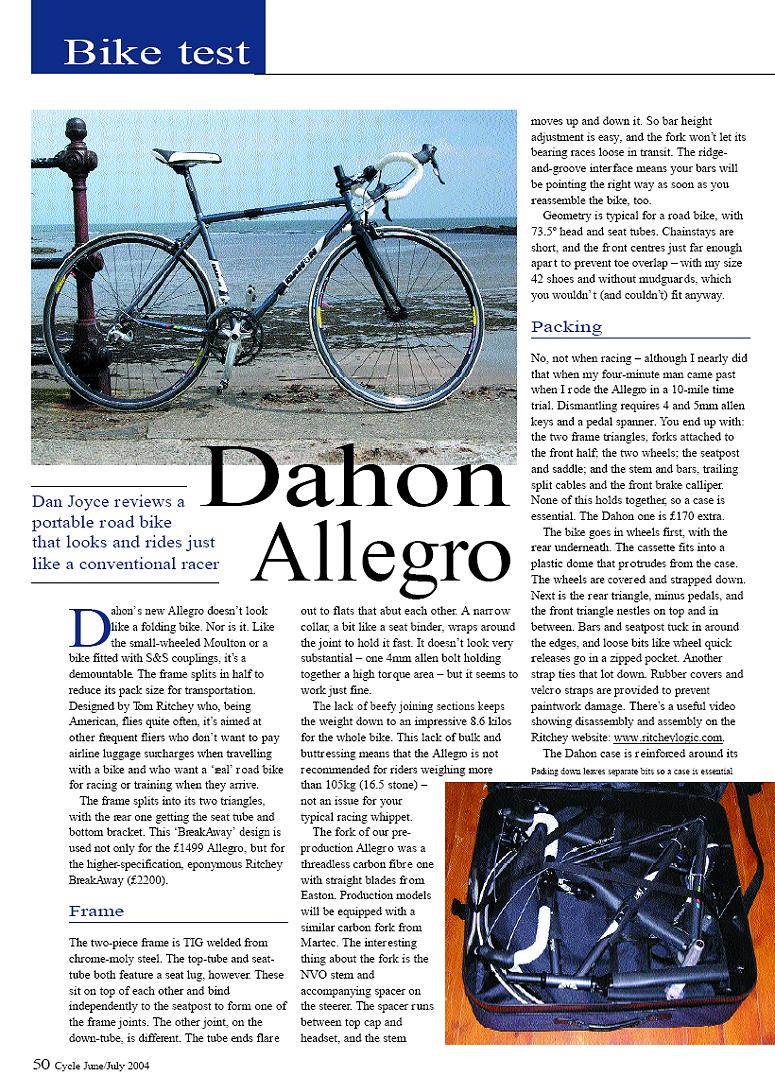 cycle magazine uk about dahon allegro