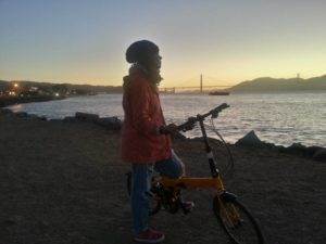 folding bicycle touring at the golden gate bridge