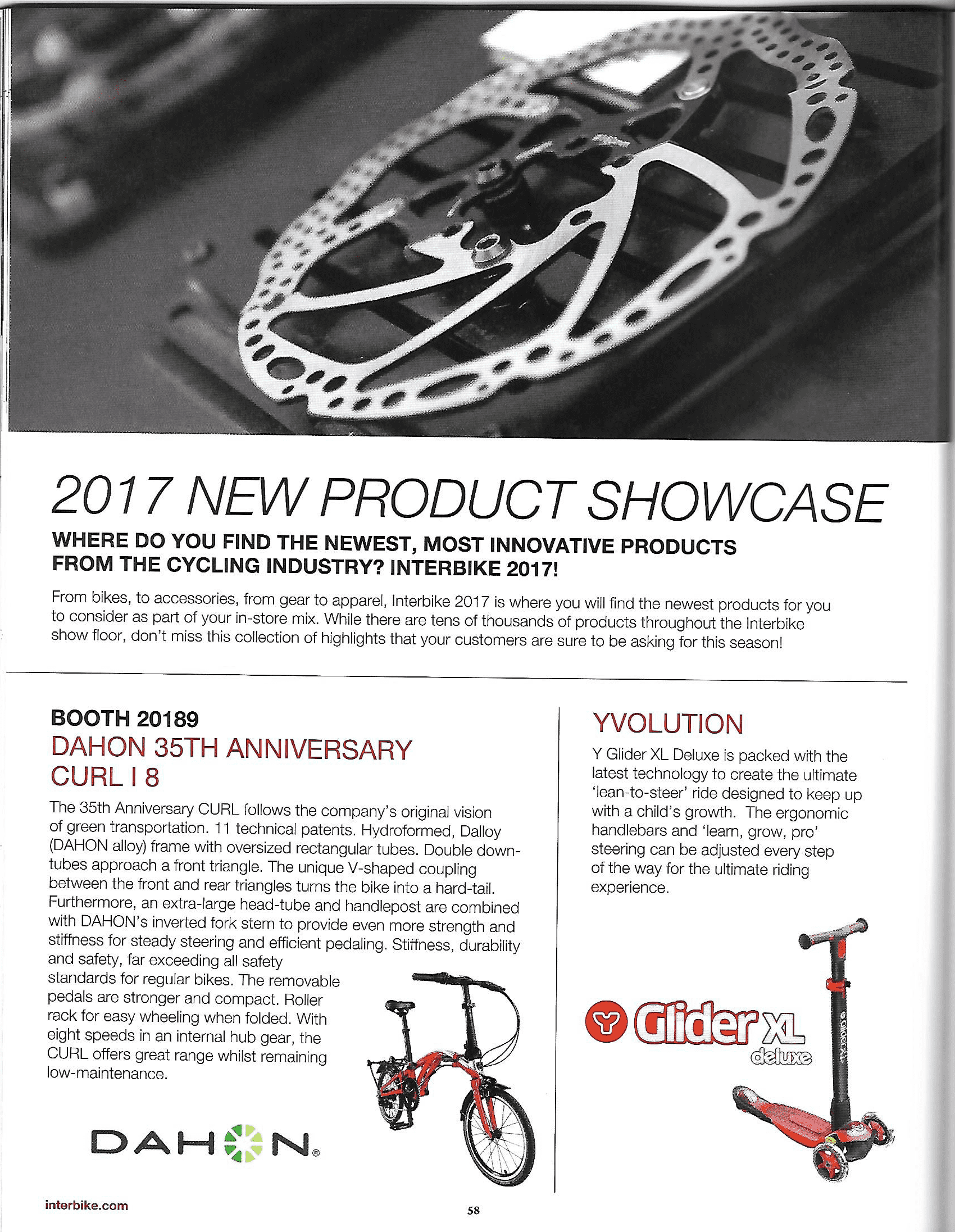 DAHON's Product Showcase in Interbike magazine