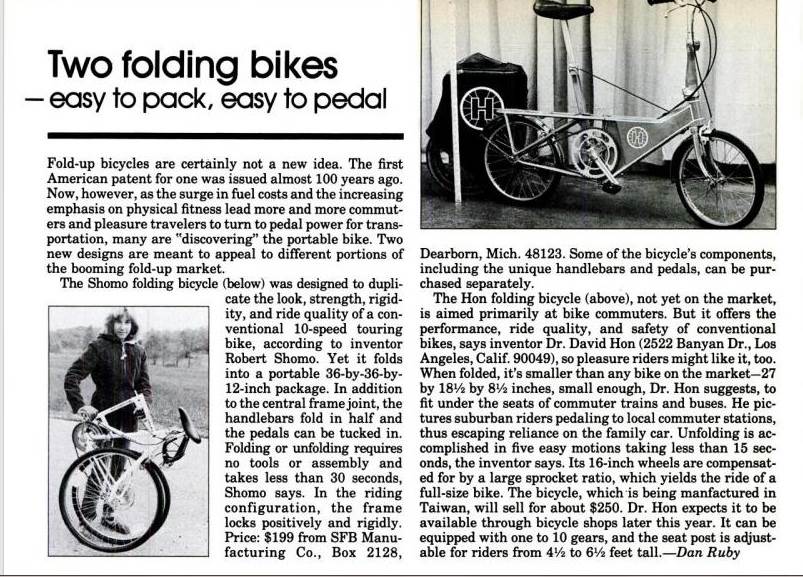 DAHON Folding Bikes in Popular Science